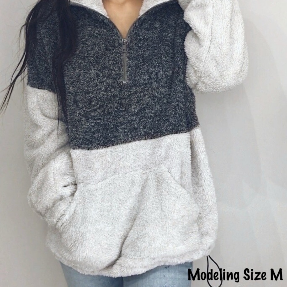 🆕 Camila Lime/Taupe+Cream Fuzzy Pullover - Picture 6 of 8